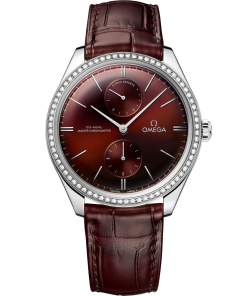 Omega De Ville Trésor 40mm Red Dial with Diamonds Stainless Steel Strap 435.18.40.22.11.001