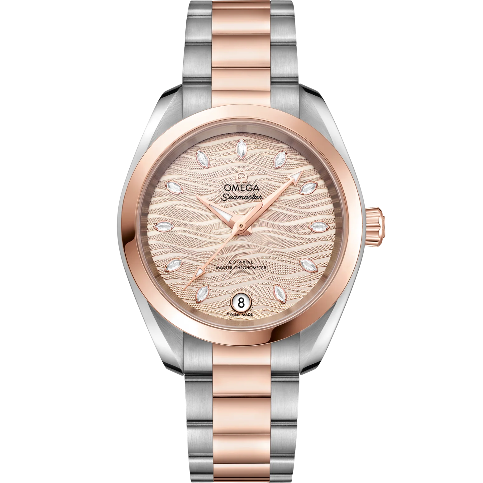 Omega Seamaster Aqua Terra 150M 34 mm Grey Dial with Diamonds Stainless Steel and Sedna�?18k Rose Gold Bracelet 220.20.34.20.59.001