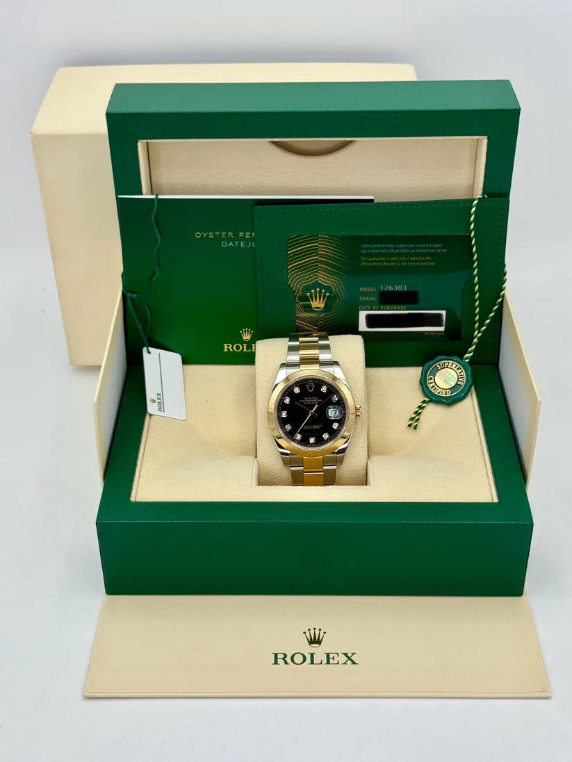 Rolex Datejust 41mm 126303 Black Diamond Oyster Steel and Yellow Gold Mens Watch - Image 12