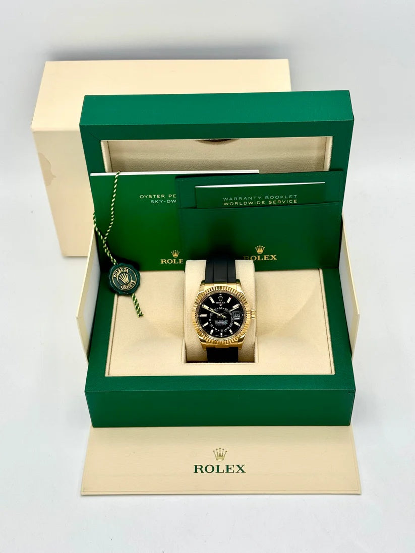 Rolex Sky-Dweller 42mm 336238-0002 Yellow Gold Black Dial Oysterflex - Image 3
