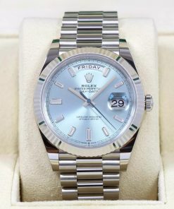 Alternative view of Rolex  Day-Date President 40mm Platinum Ice Blue Baguette Dial - 228236
