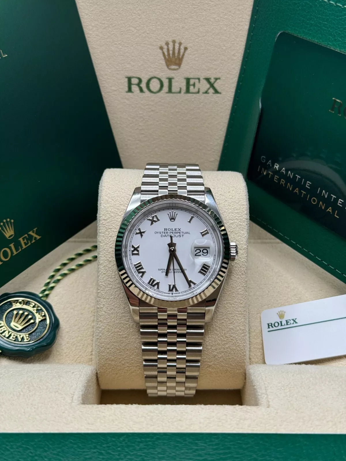 Rolex Datejust 41mm 126334 White Roman Oyster Stainless Steel Mens Watch - Image 7