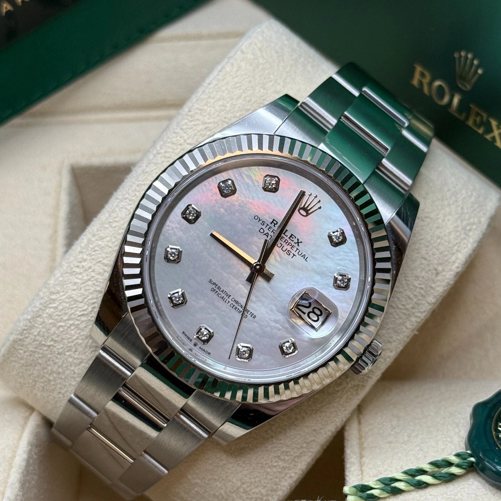 Rolex Datejust 41 Mother of Pearl Diamond Stainless Steel Fluted Oyster - 126334 - Image 5