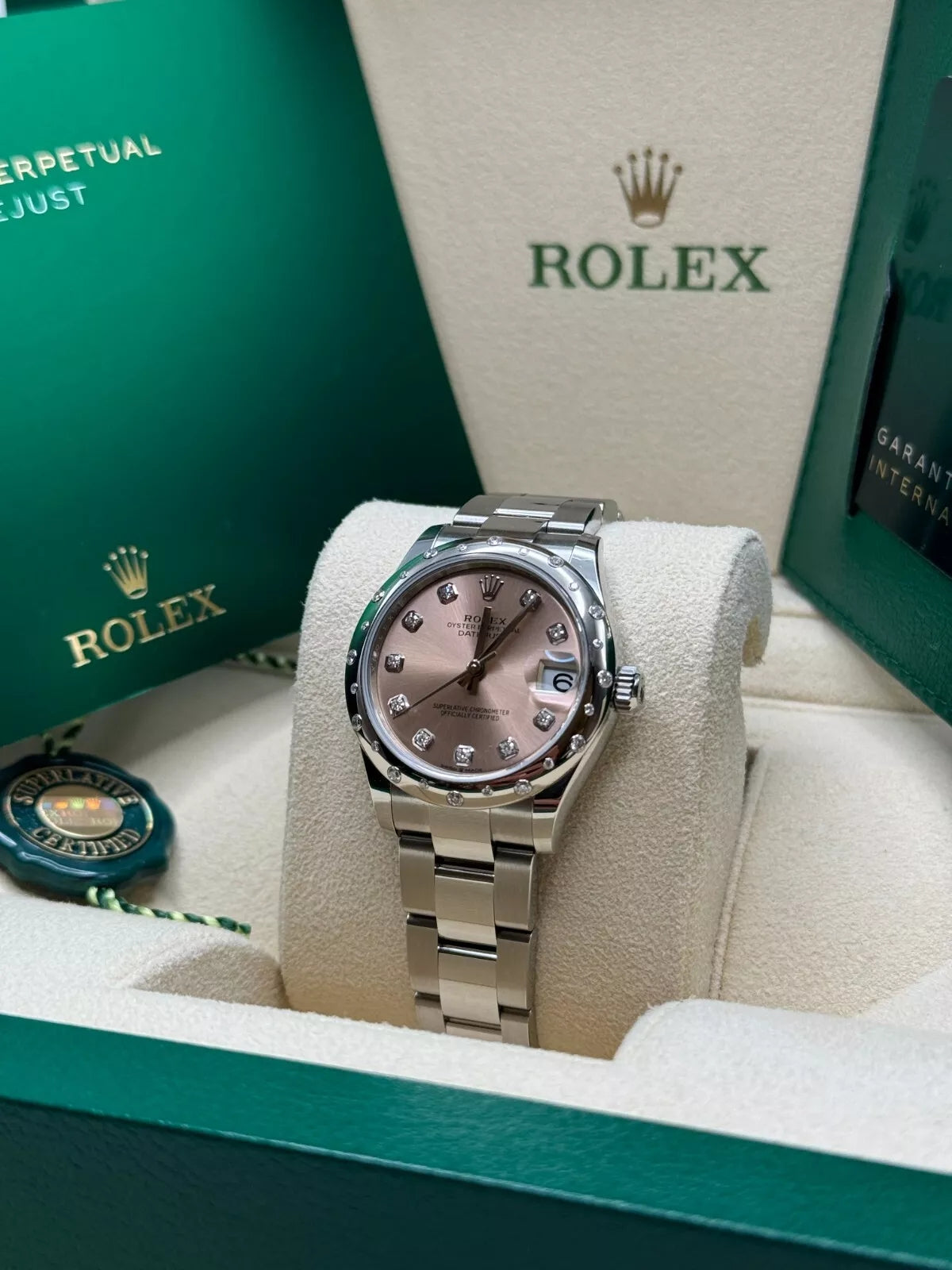 Rolex Datejust m278344-0033/0034 Pink Dial 31mm Domed Diamond Oyster Watch - Image 4
