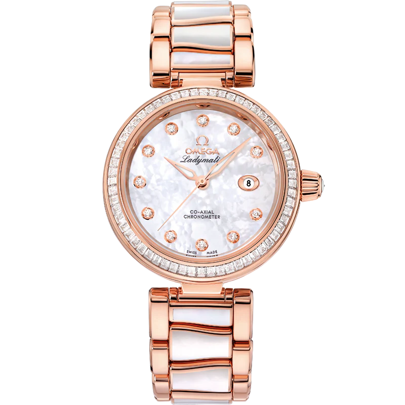 Omega De Ville Ladymatic 34mm White Dial with Diamonds Sedna�?18k Rose Gold Bracelet 425.65.34.20.55.007