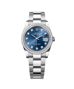 Alternative view of Rolex  Datejust 36mm 126284 Bright Blue Dial Jubilee Bracelet