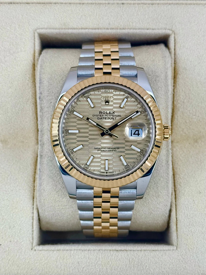 Rolex Datejust 41mm Swiss Replica Watch | Two Tone Jubilee Bracele Champagne Fluted Dial Ref 126333 - Image 2
