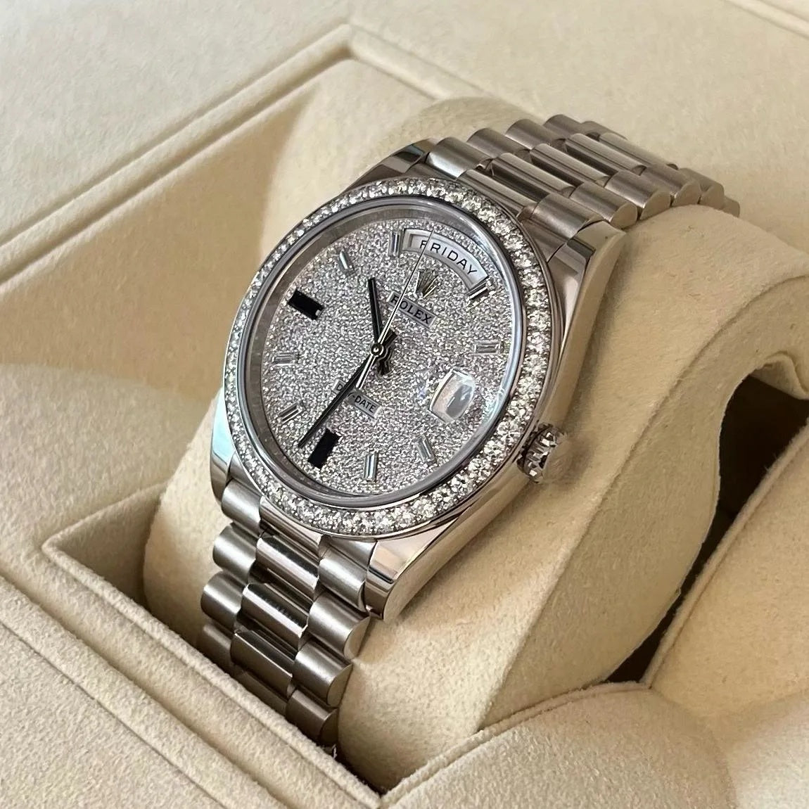 Rolex 228349RBR-0036 Day-Date 40mm 18k White Gold Paved With Diamonds Watch - Image 5