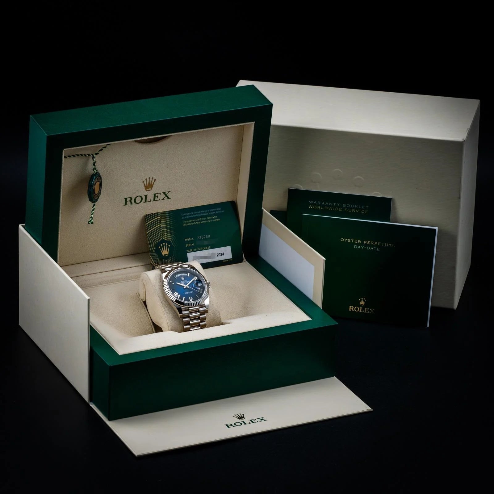 Rolex Day-Date President 40mm White Gold Blue Roman Ombre Dial - 228239 - Image 9