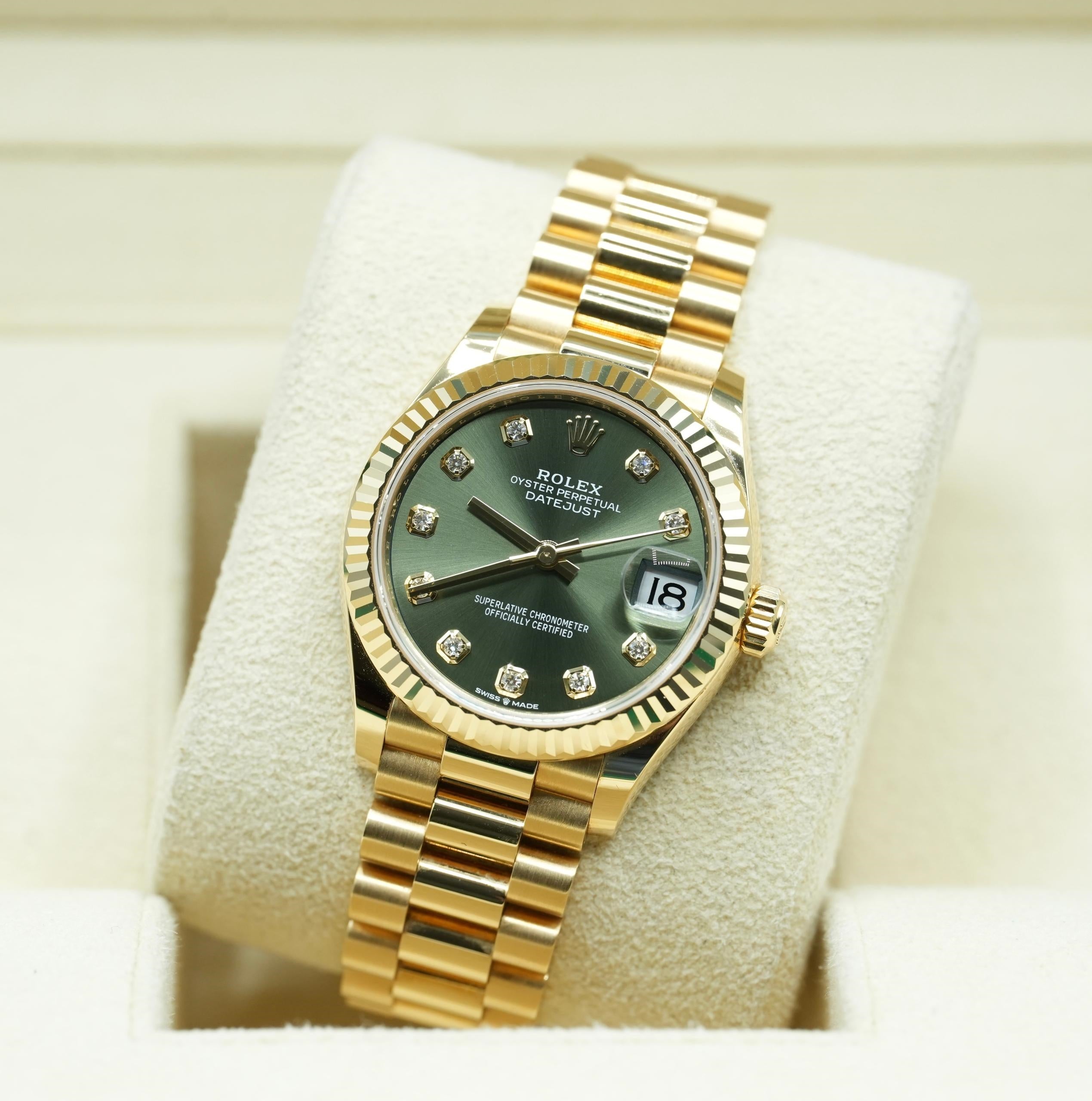 Rolex Datejust m278278-0011 Olive Green 31mm Dial President Bracelet Watch - Image 3