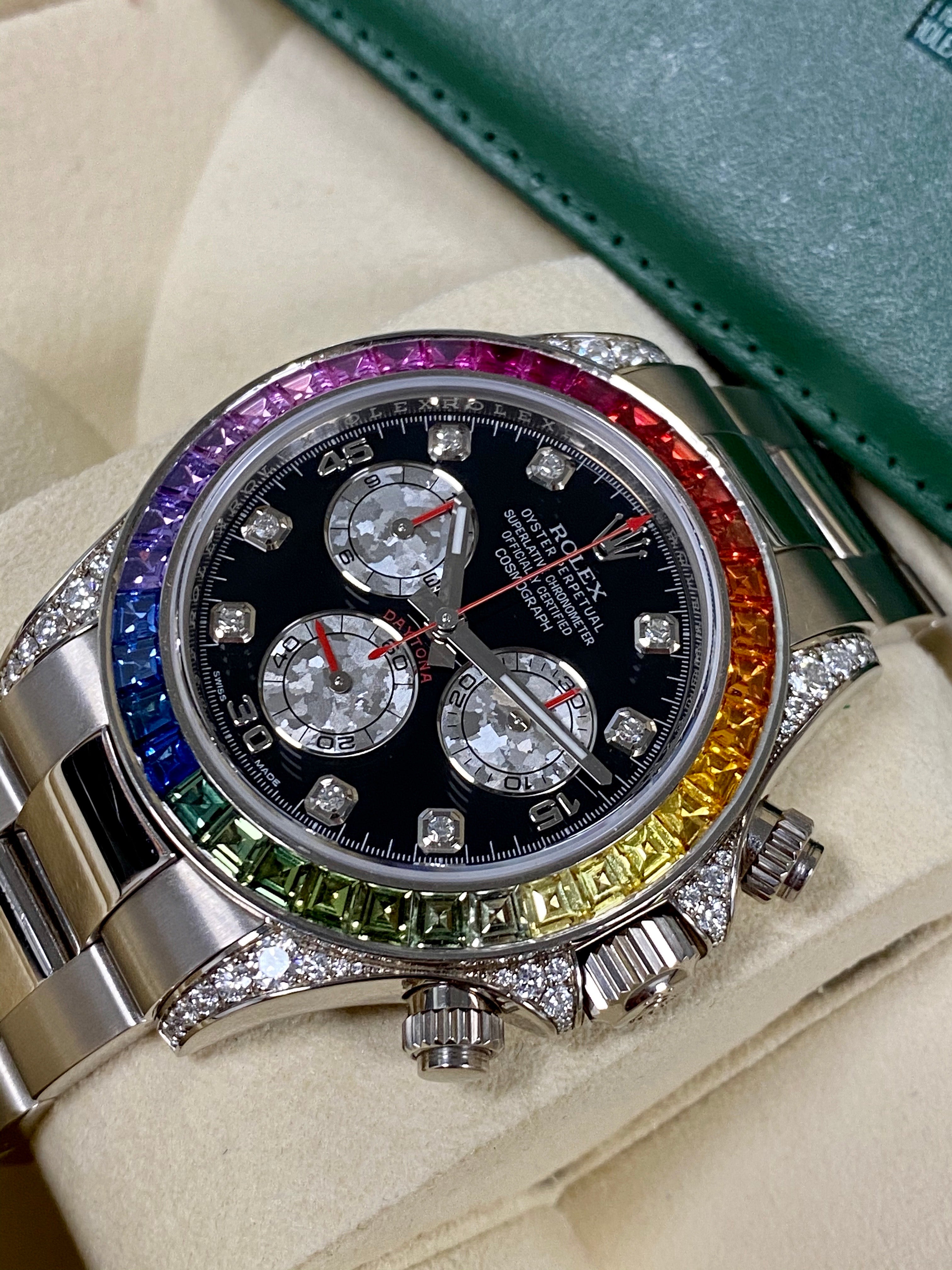 Rolex Daytona Cosmograph Daytona White Gold Rainbow Diamonds 40mm 116599RBOW Box & Papers - Image 5