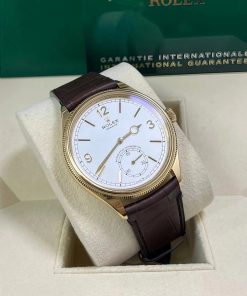 Alternative view of Rolex 1908 Yellow Gold White Dial Brown Alligator Strap - 52508-0006