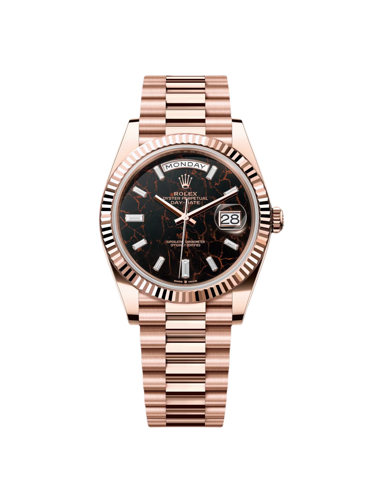 Rolex Day-Date President 40mm Everose Eisenkiesel Diamond Baguette Dial - 228235