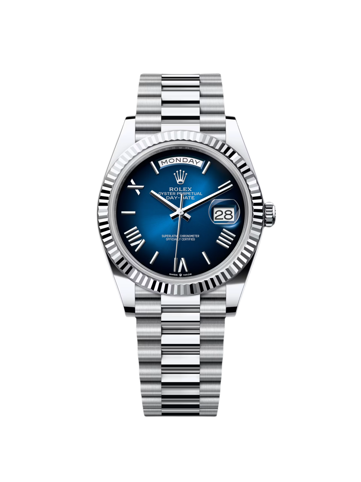 Rolex Day-Date President 40mm Platinum Blue Roman Ombre Dial - 228236