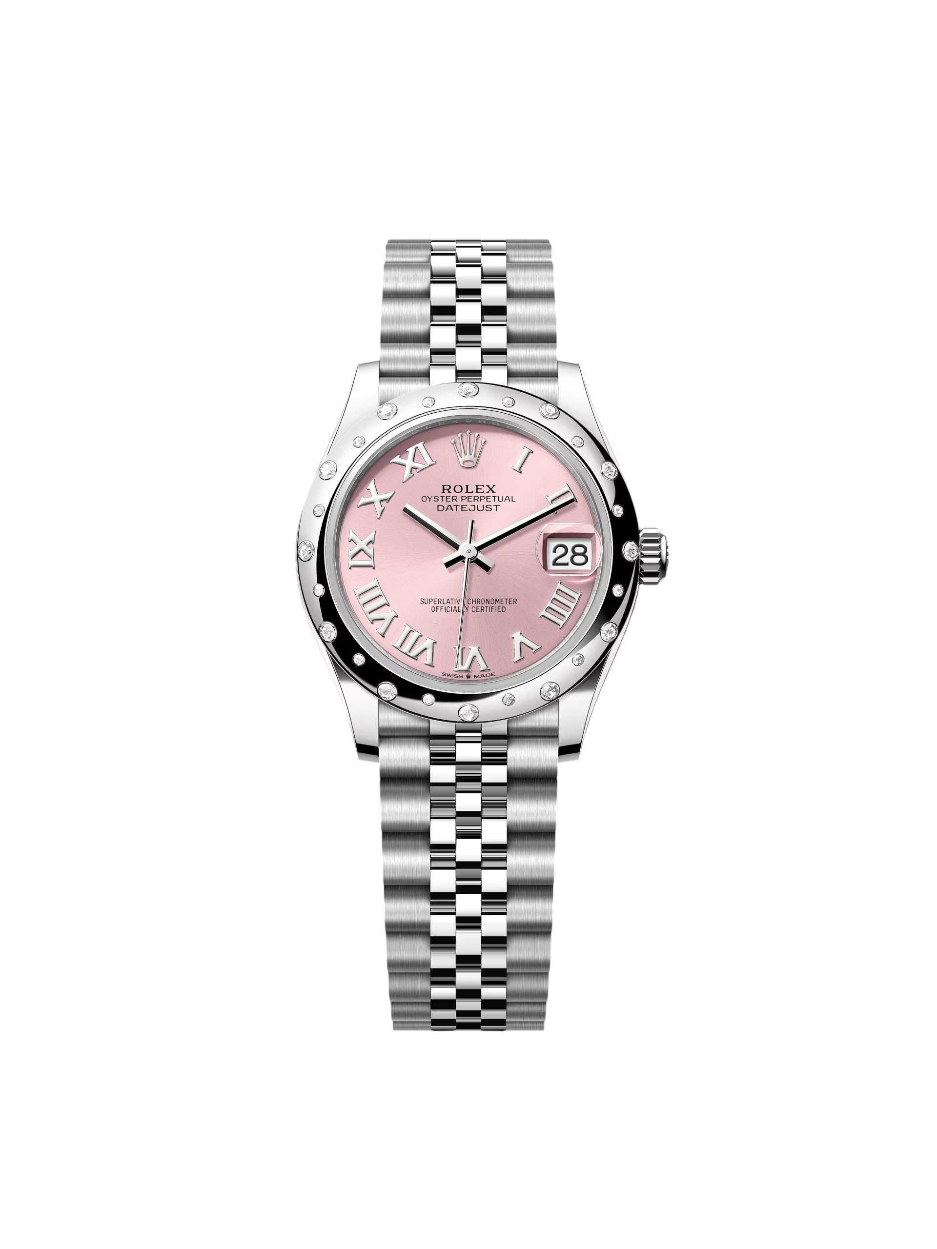 Rolex Datejust m278344-0021/0022 Pink Dial 31mm Domed Diamond Oyster Watch - Image 6