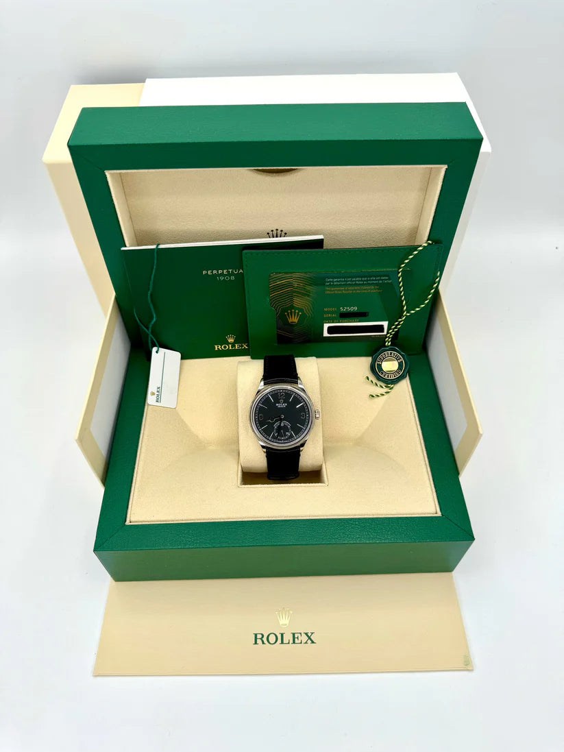Rolex 1908 White Gold Black Dial Black Alligator Strap - 52509-0002 - Image 10