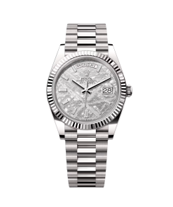 Rolex Day-Date President 40mm White Gold Meteorite Diamond Baguette Dial - 228239