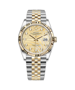 Rolex Datejust 36mm 126233 Champagne Palm Motif Diamond Dial and Jubilee Bracelet Watch