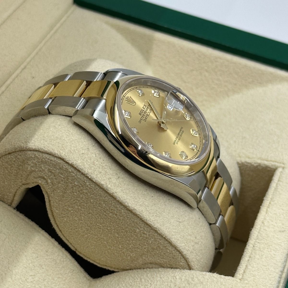 Rolex Datejust 36mm 126203 Champagne Set with Diamonds Dial Domed Bezel Oyster Bracelet - Image 12