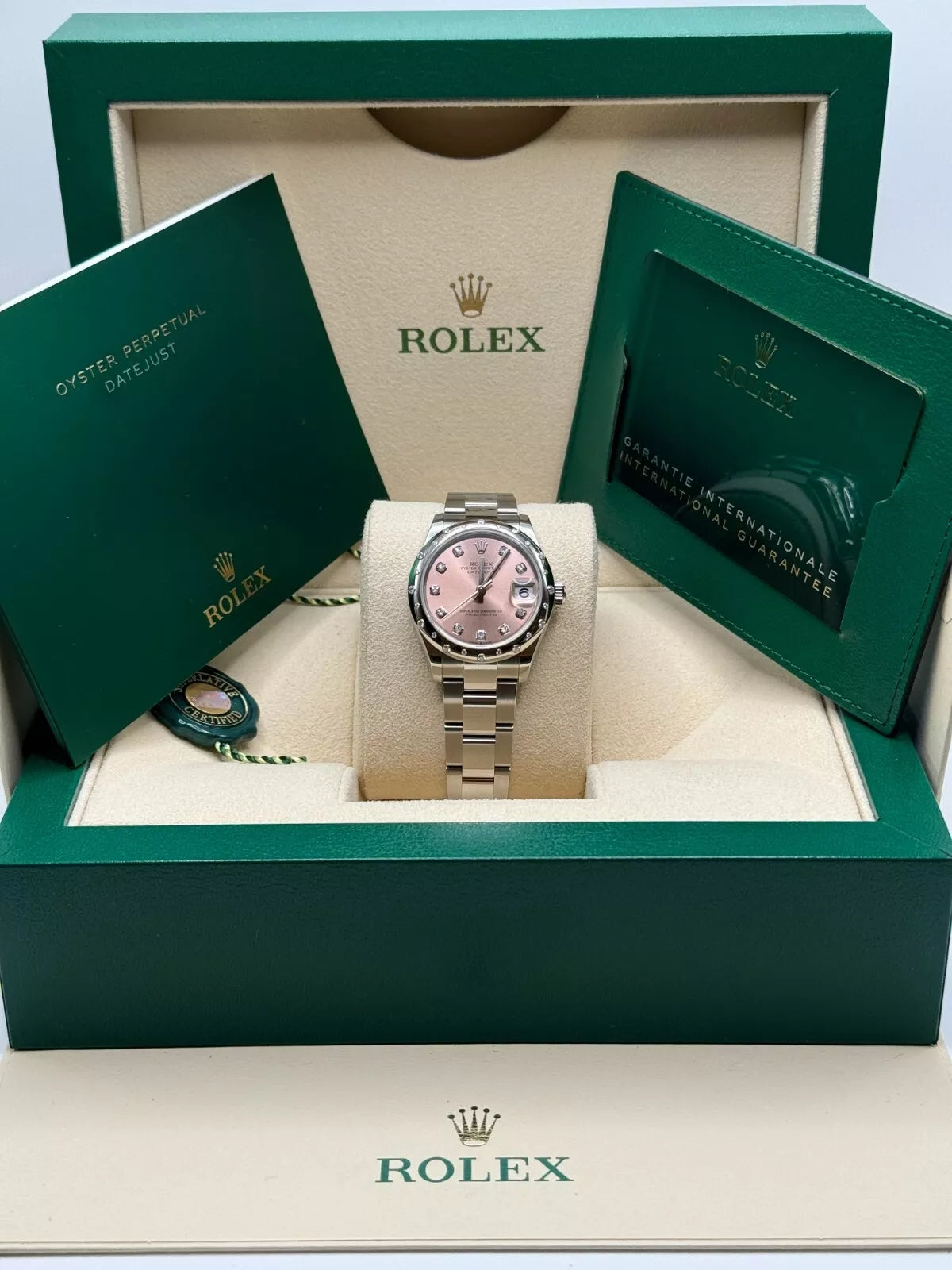 Rolex Datejust m278344-0033/0034 Pink Dial 31mm Domed Diamond Oyster Watch - Image 9