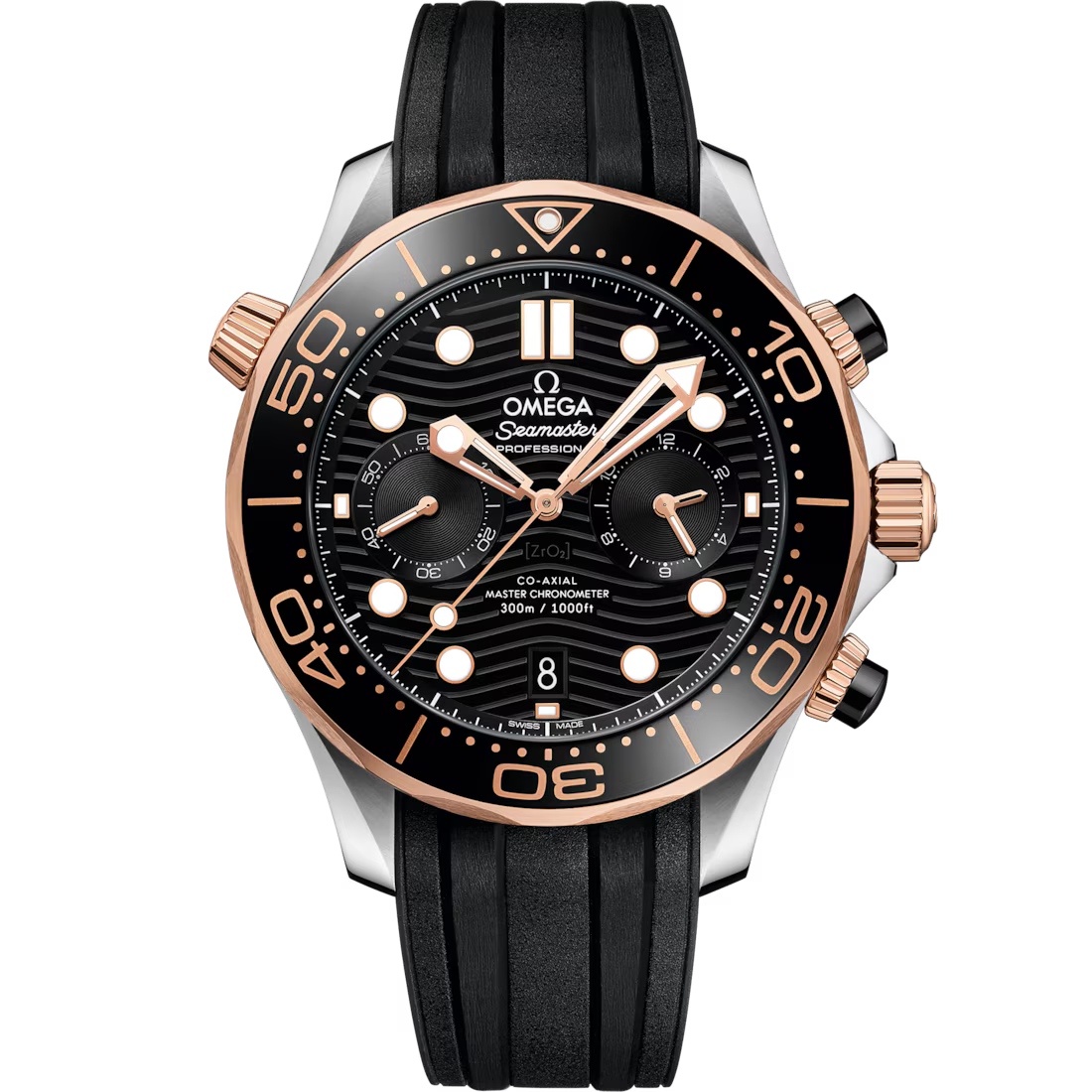Omega Seamaster Diver 300M 44mm Black Dial Stainless Steel and Sedna�?18k Rose Gold Strap 210.22.44.51.01.001