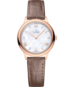 Omega De Ville Prestige 27.5 mm White Dial with Diamonds  Sedna 18k Rose Gold Strap 434.53.28.60.55.001