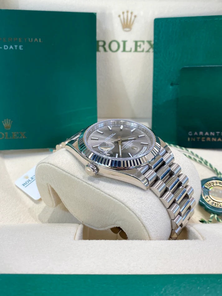 Rolex Day-Date President 40mm White Gold Grey Rhodium Index Dial - 228239 - Image 10
