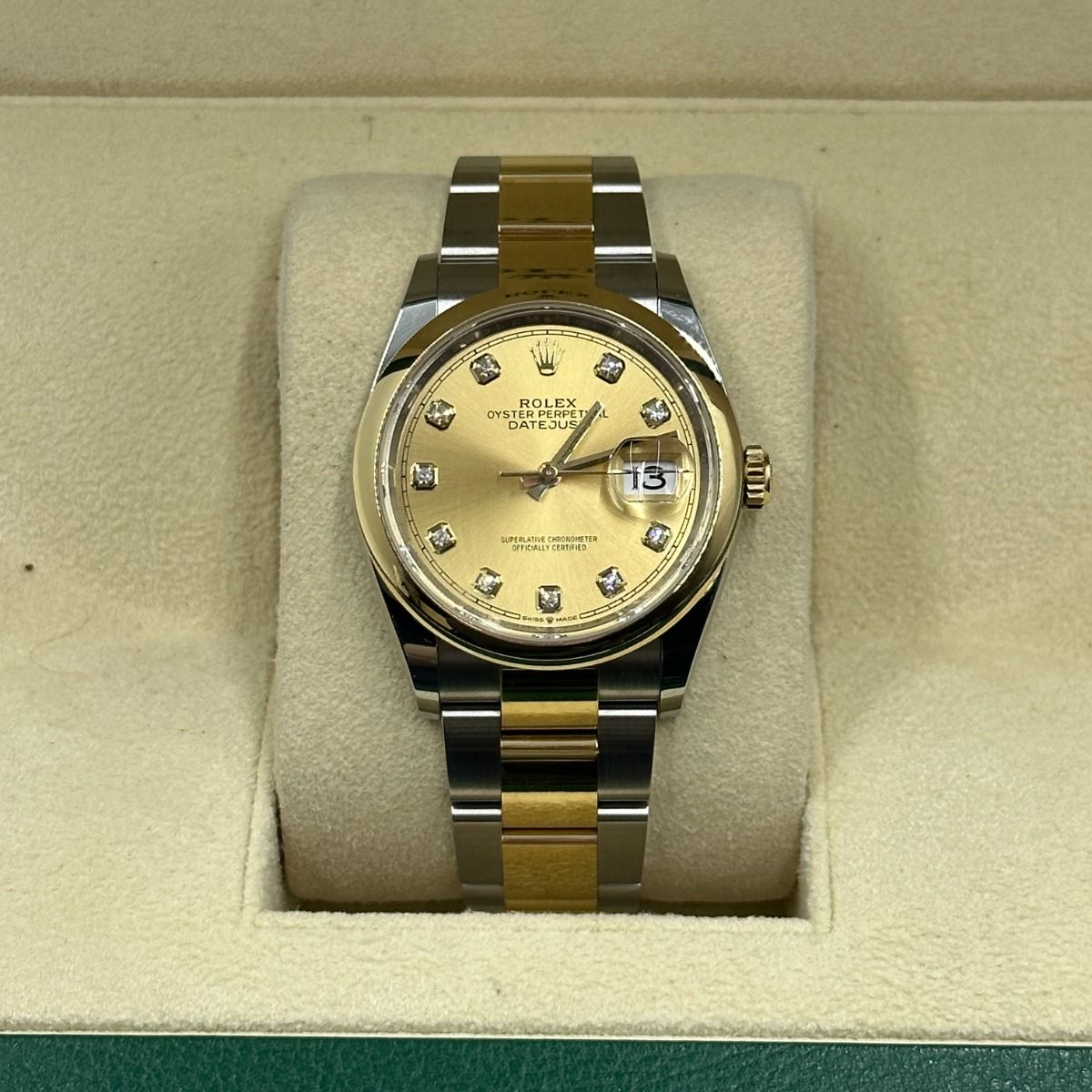 Rolex Datejust 36mm 126203 Champagne Set with Diamonds Dial Domed Bezel Oyster Bracelet - Image 11