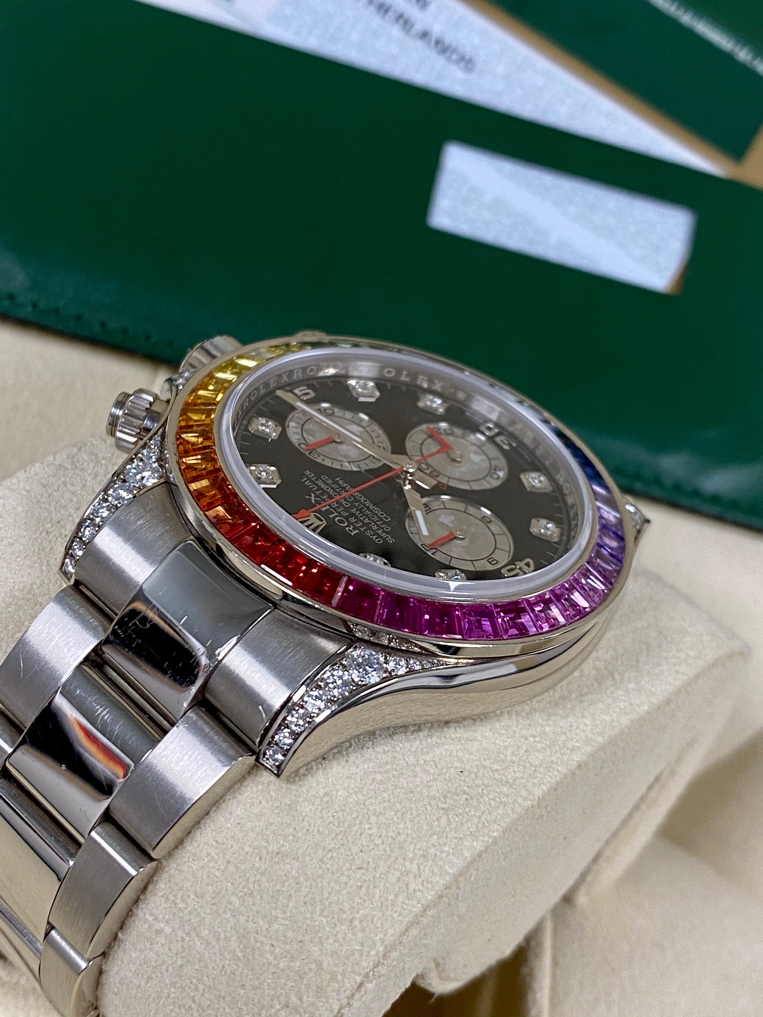 Rolex Daytona Cosmograph Daytona White Gold Rainbow Diamonds 40mm 116599RBOW Box & Papers - Image 4