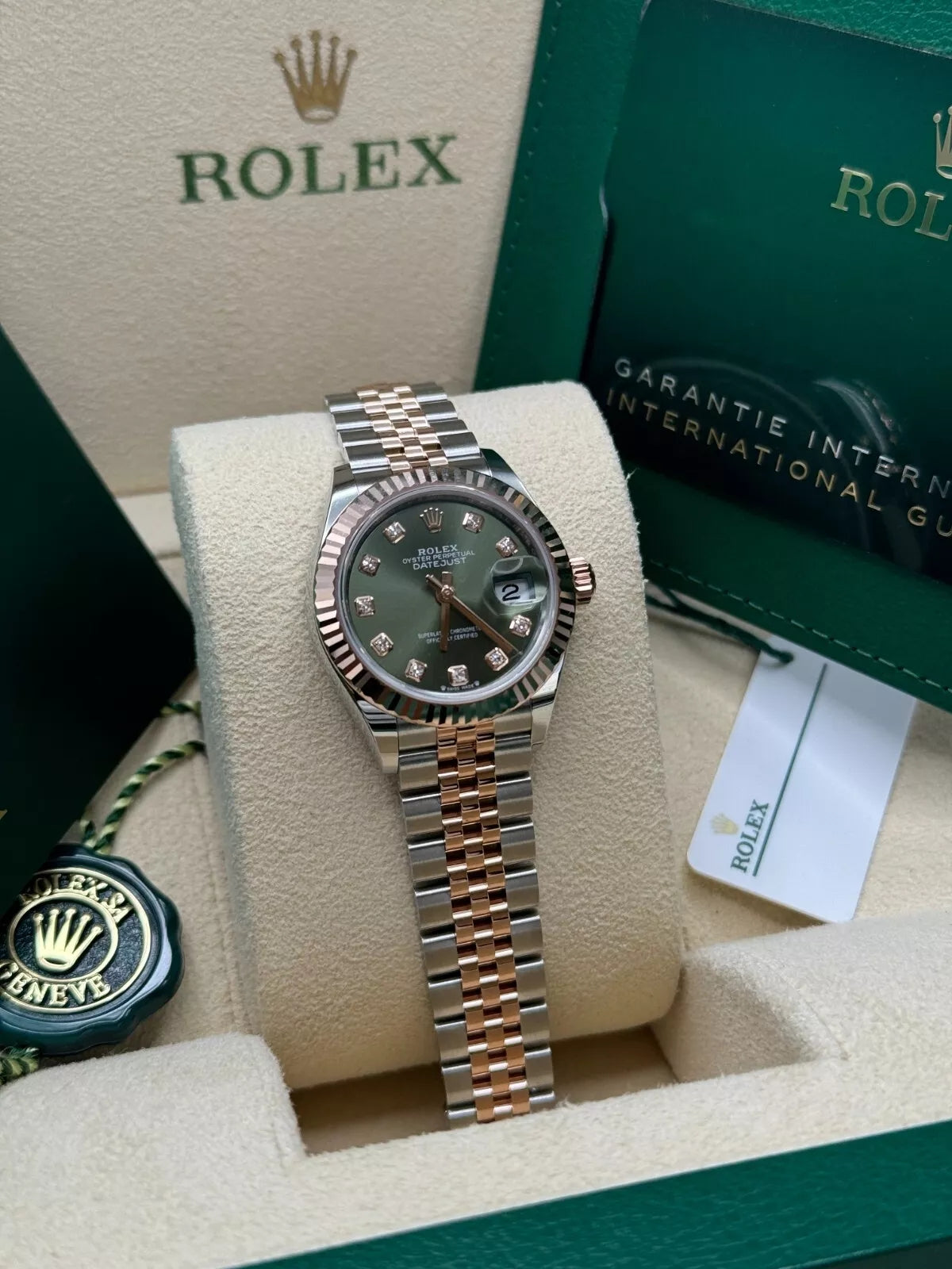 Rolex Lady-Datejust 28mm 279171 Green Diamond Oyster Stainless Steel and Rose Gold - Image 3