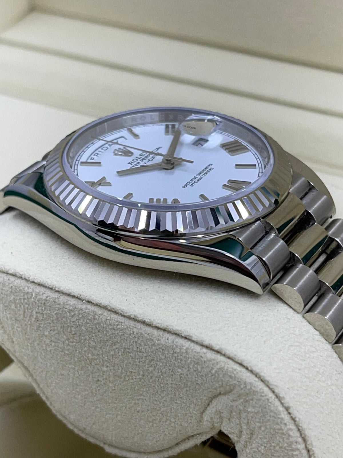 Rolex Day-Date President 40mm White Gold White Roman Dial - 228239 - Image 5