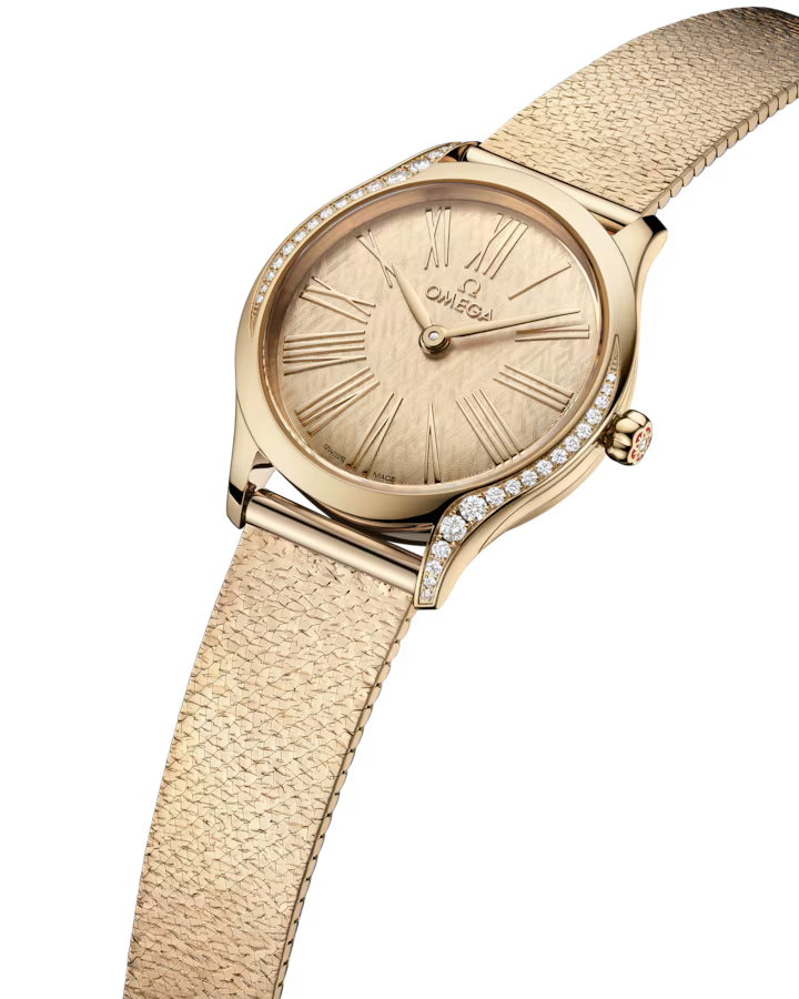 Omega De Ville Mini Trésor 26mm Yellow Dial with Diamonds Moonshine�?18k Rose Gold Bracelet 428.55.26.60.99.001 - Image 4