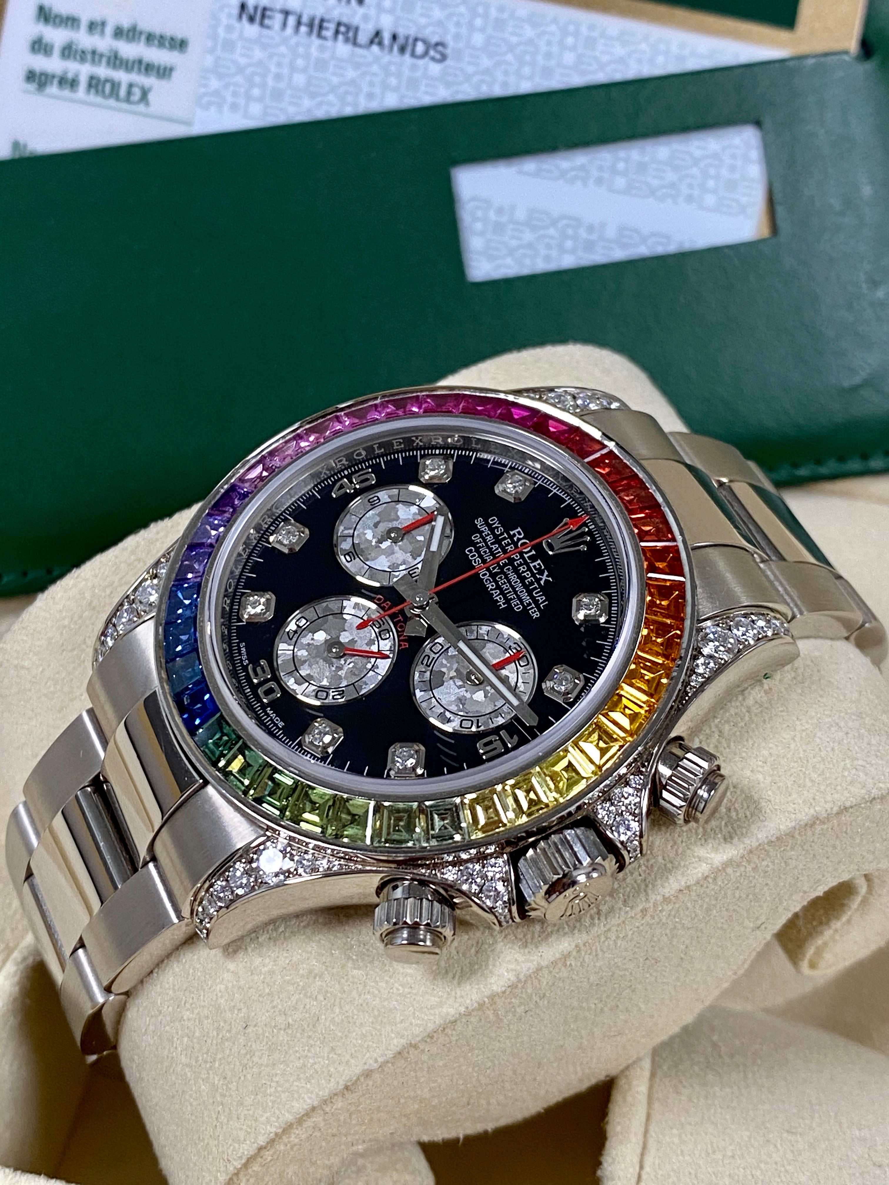 Rolex Daytona Cosmograph Daytona White Gold Rainbow Diamonds 40mm 116599RBOW Box & Papers - Image 7