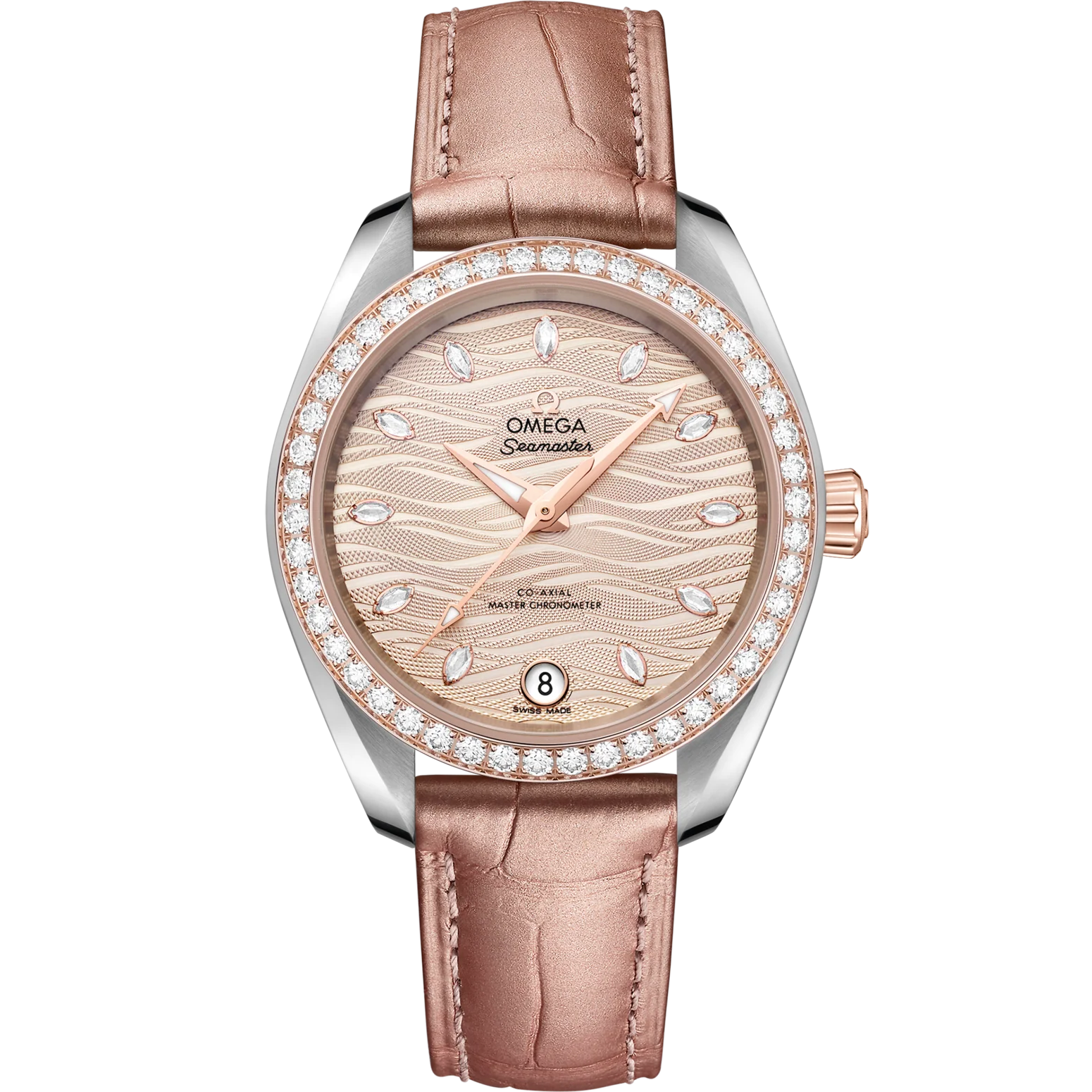 Omega Seamaster Aqua Terra 150M 34 mm Grey Dial with Diamonds Stainless Steel and Sedna�?18k Rose Gold Strap 220.28.34.20.59.001