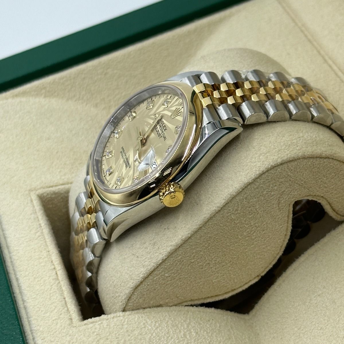 Rolex Datejust 36mm 126203 Golden Palm Dial Domed Bezel Oyster Bracelet - Image 5