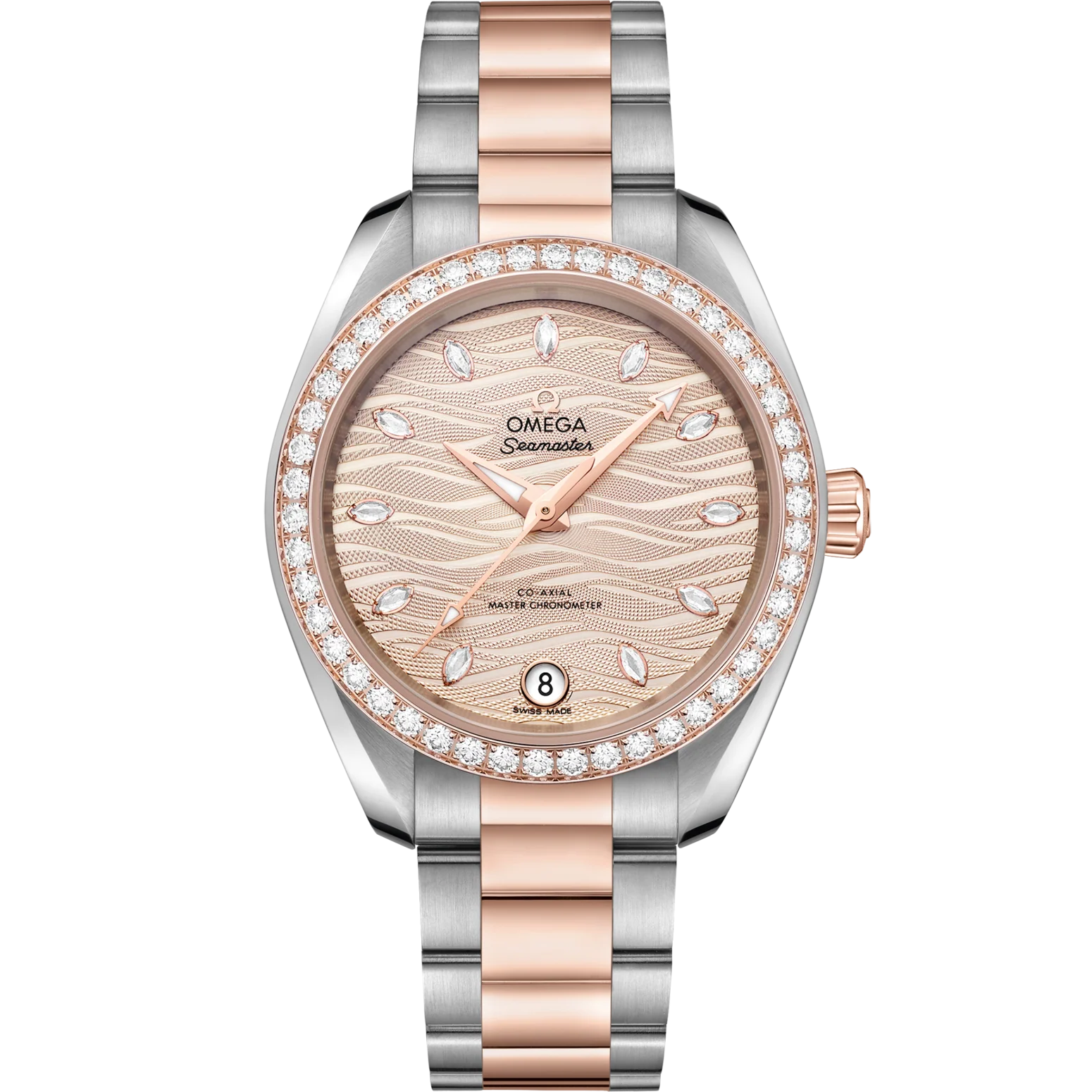 Omega Seamaster Aqua Terra 150M 34 mm Grey Dial with Diamonds Stainless Steel and Sedna�?18k Rose Gold Bracelet 220.25.34.20.59.001