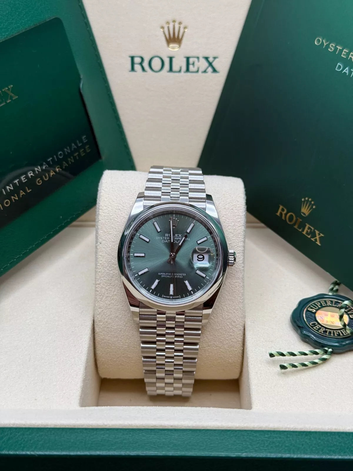 Rolex Datejust 36mm 126200 Mint Green Dial Stainless Steel Oyster Bracelet Watch - Image 12