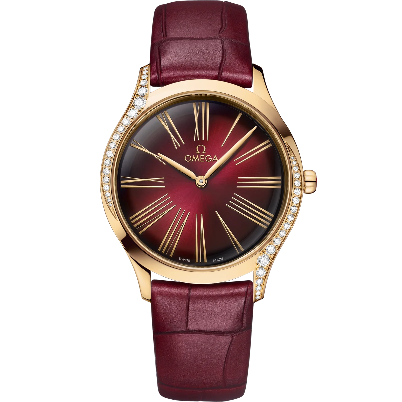 Omega De Ville Trésor 36mm Red Dial with Diamonds Moonshine�?18k Rose Gold Strap 428.58.36.60.11.001