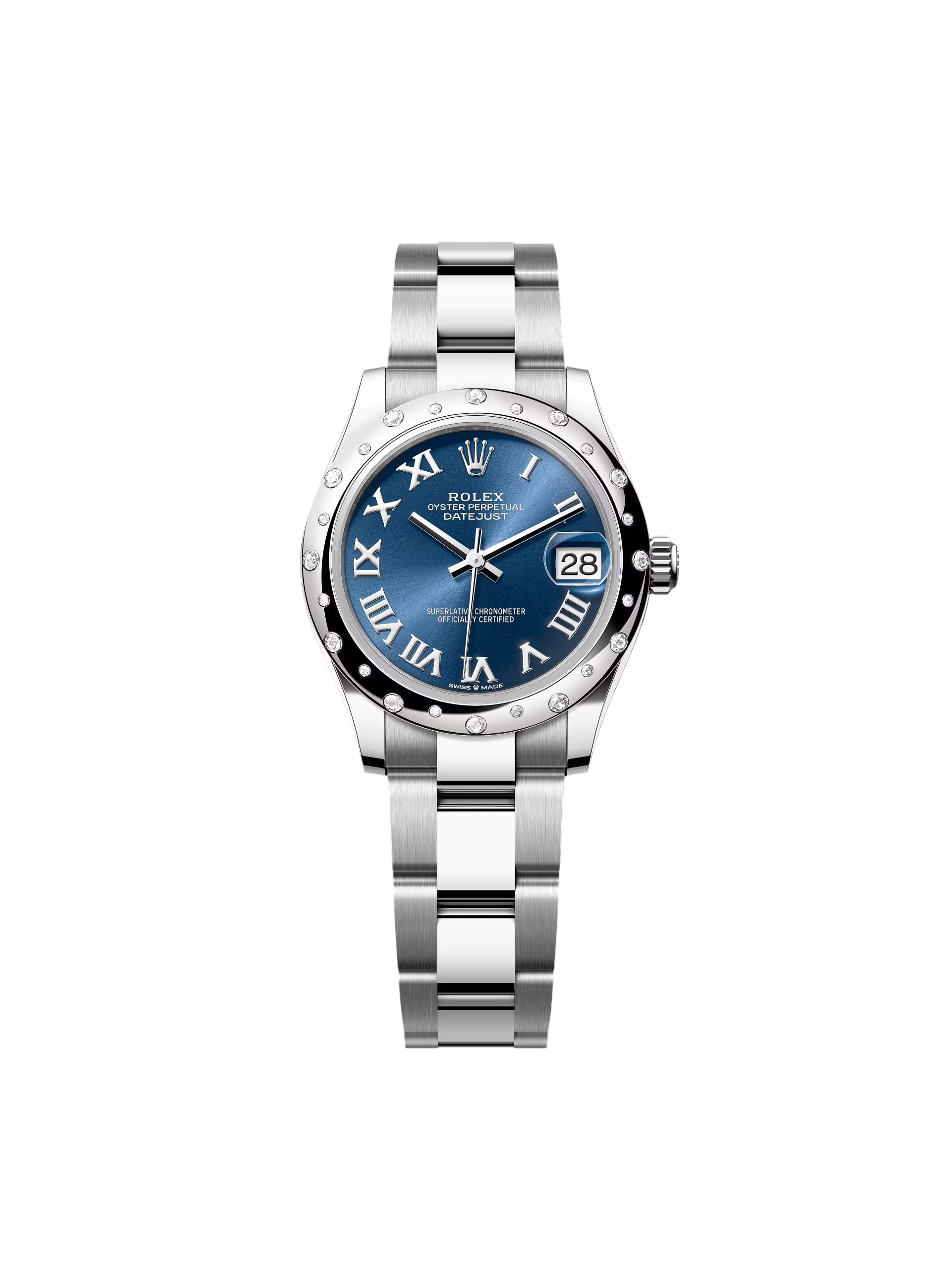 Rolex Datejust m278344-0035/0036 Bright Blue Dial 31mm Domed Diamond Oyster Watch