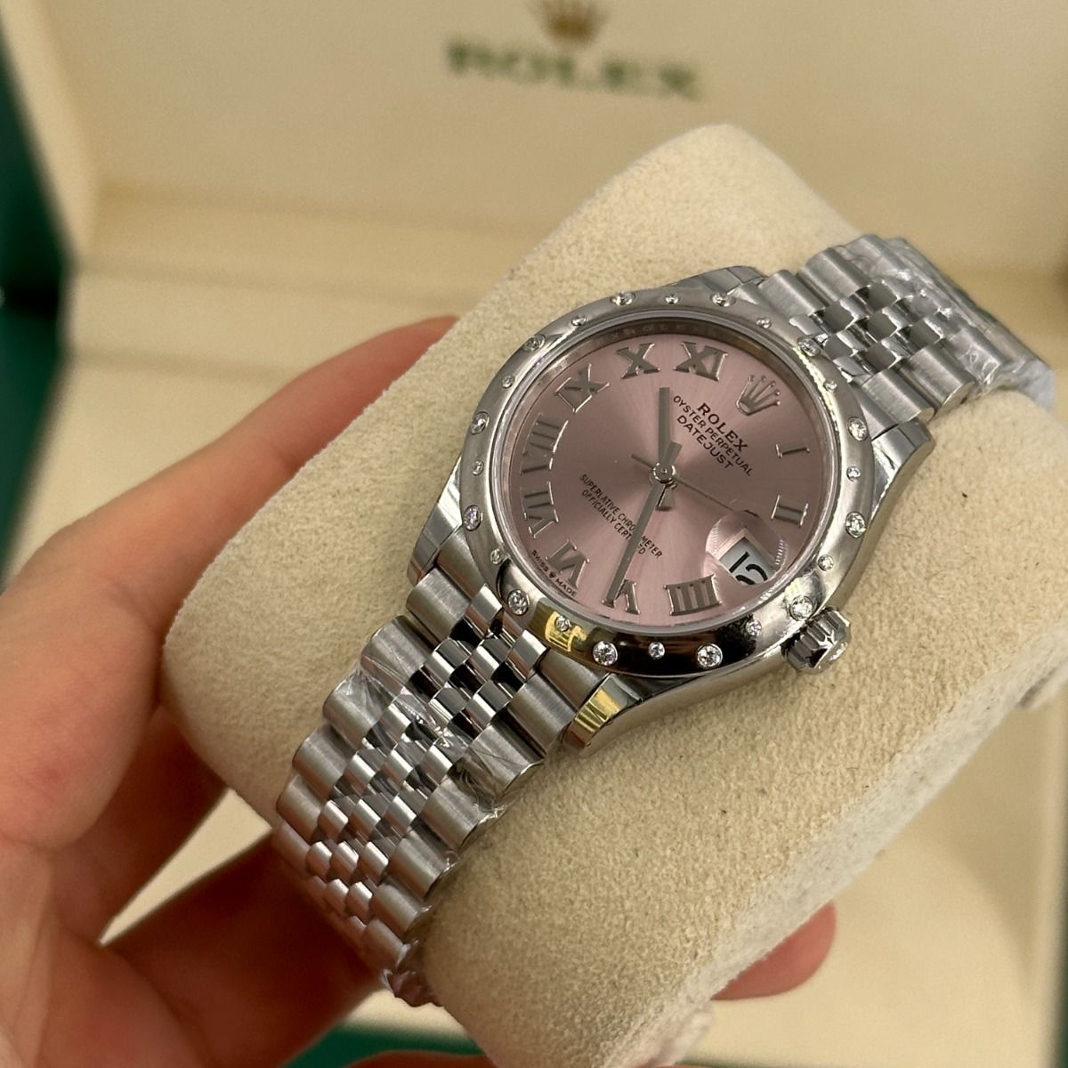 Rolex Datejust m278344-0021/0022 Pink Dial 31mm Domed Diamond Oyster Watch - Image 12