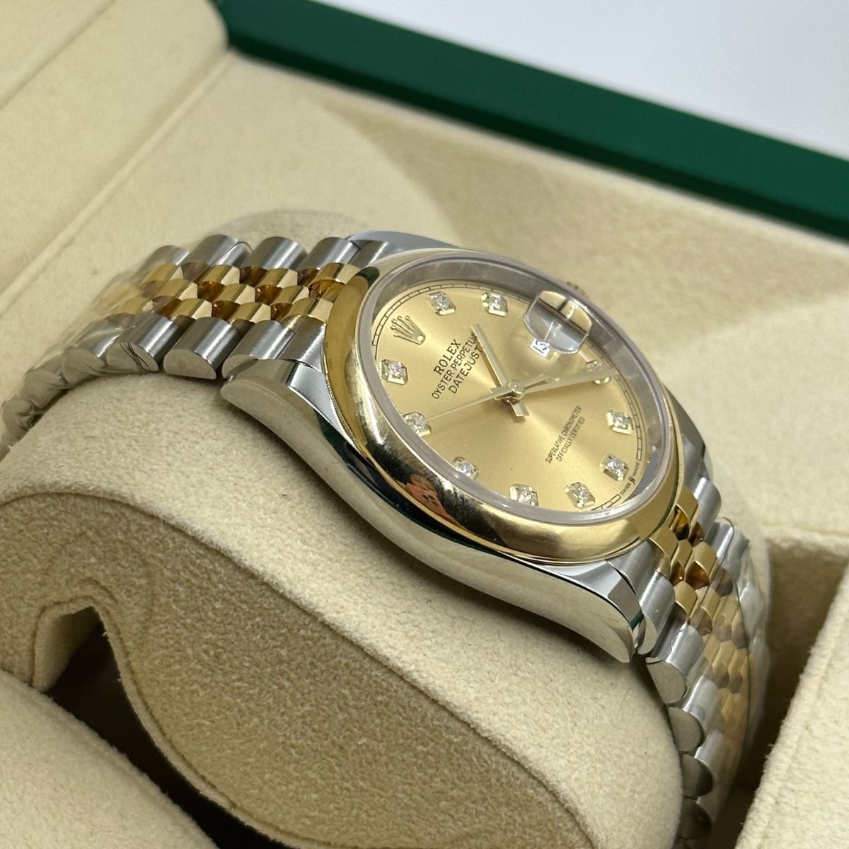 Rolex Datejust 36mm 126203 Champagne Set with Diamonds Dial Domed Bezel Oyster Bracelet - Image 3