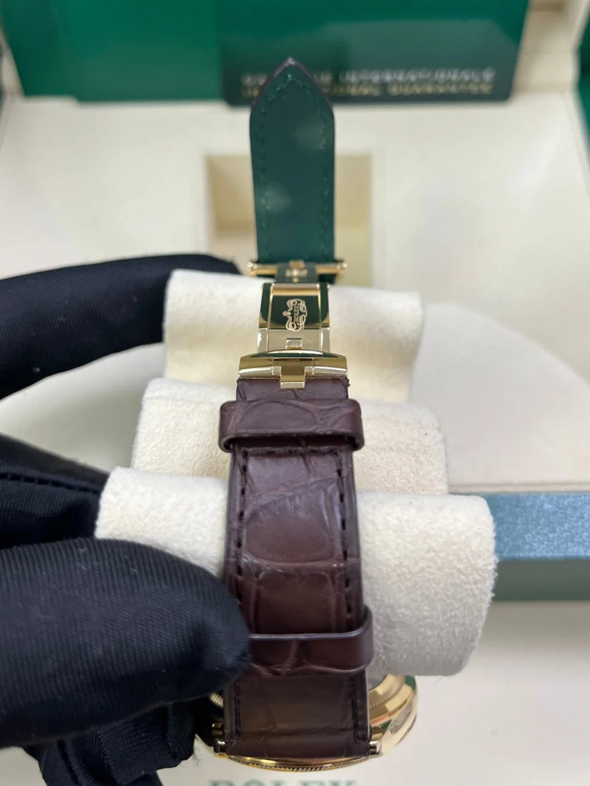 Rolex 1908 Yellow Gold White Dial Brown Alligator Strap - 52508-0006 - Image 5