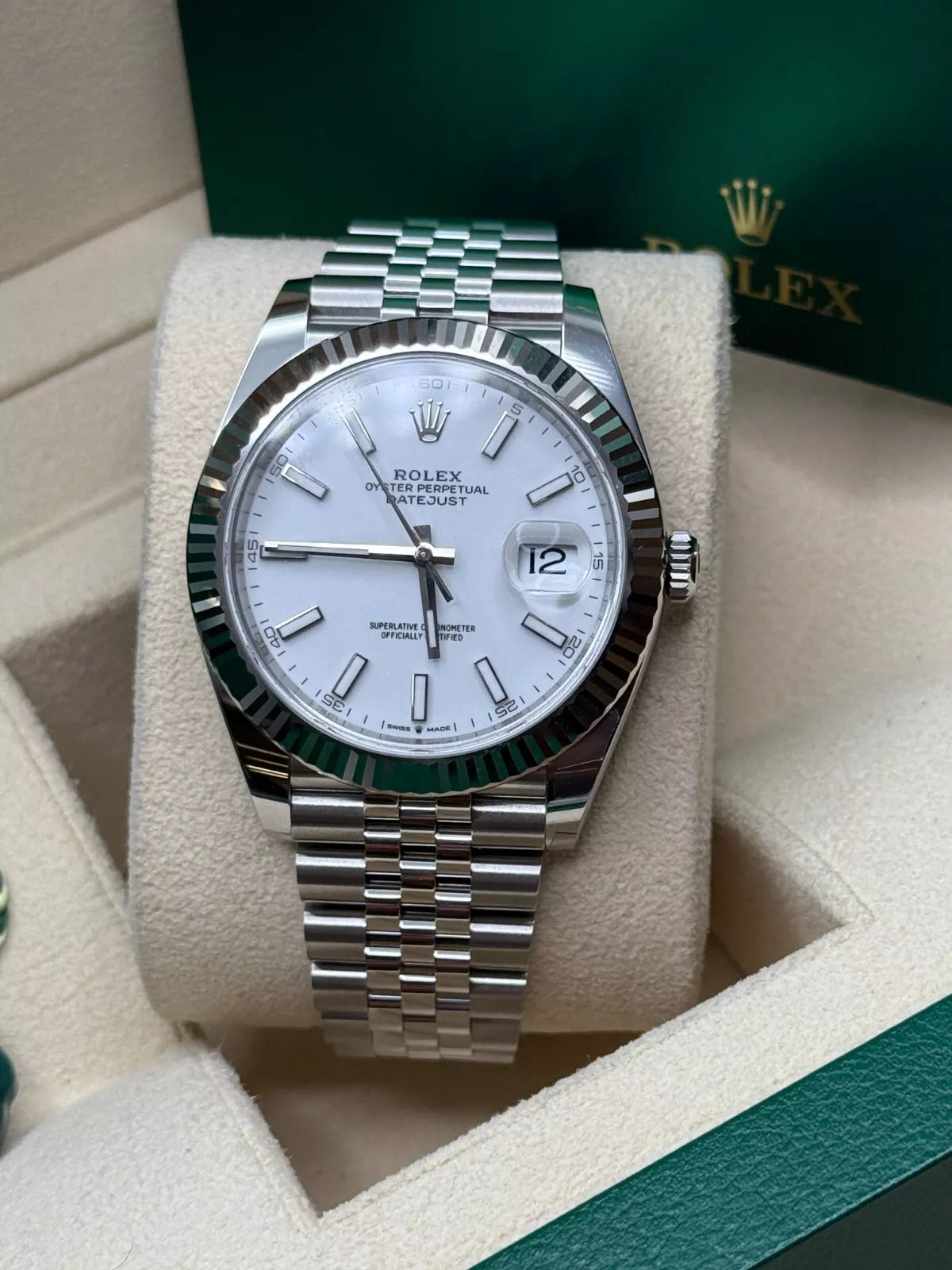 Rolex Datejust 41mm White Index Oyster Stainless Steel Men’s Watch - 126334 - Image 8