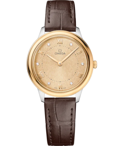 Omega De Ville Prestige 30 mm Yellow Dial with Diamonds Stainless Steel and 18k Yellow Gold Strap 434.23.30.60.58.001