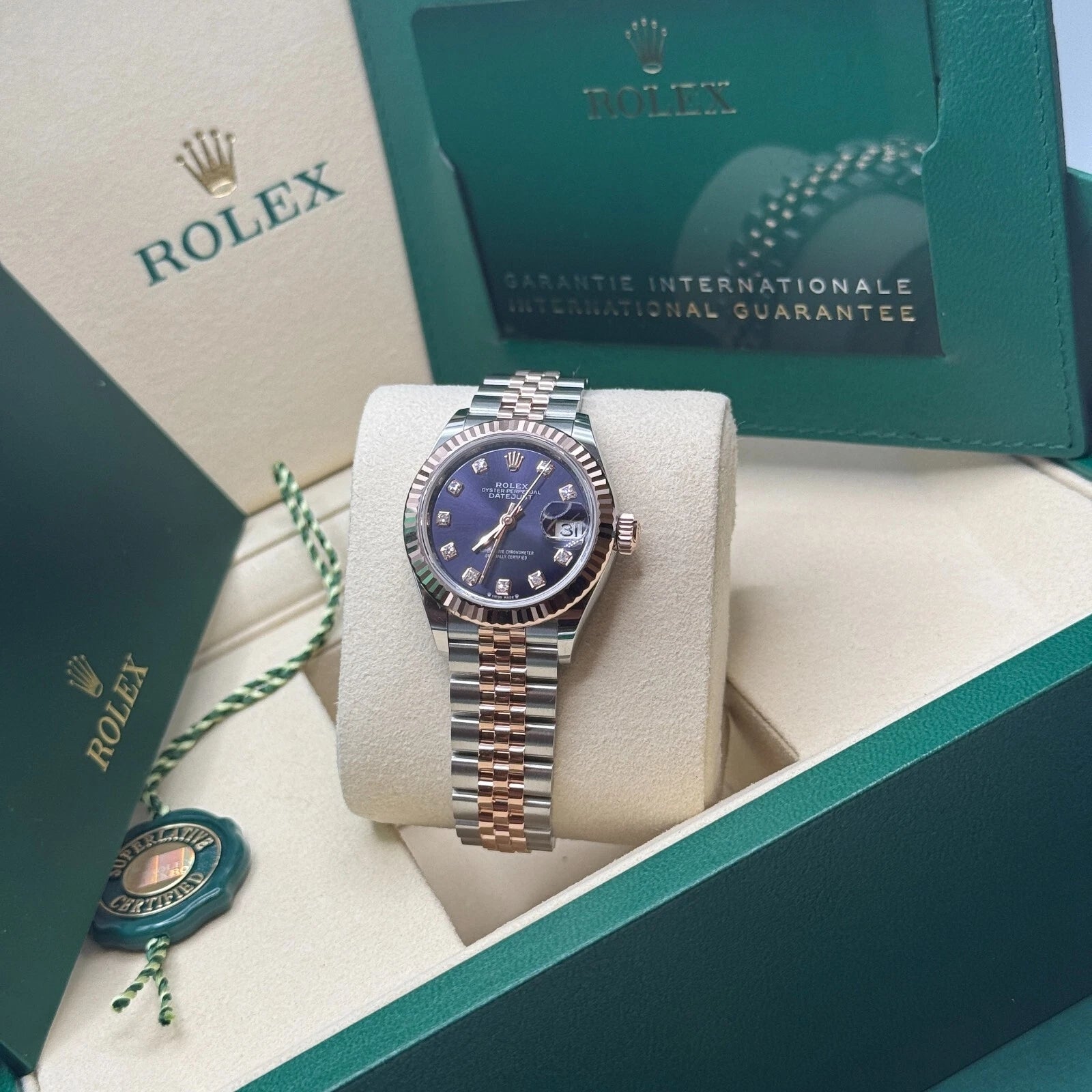 Rolex Lady-Datejust 28mm 279171 Aubergine Diamond Oyster Stainless Steel and Rose Gold - Image 6