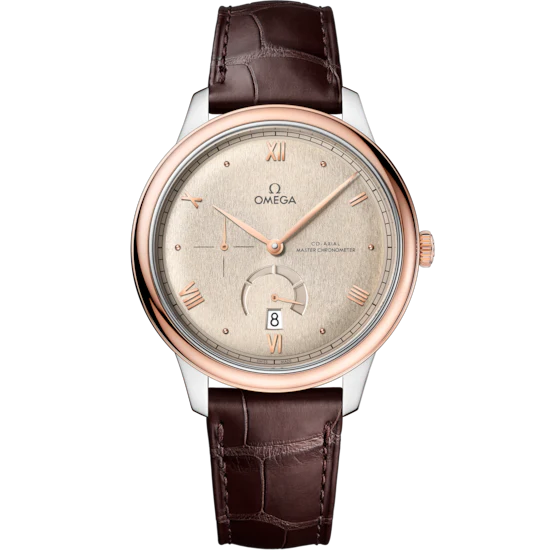 Omega De Ville Prestige 41 mm Linen Dial Stainless Steel and Sedna�?18k Rose Gold Strap 434.23.41.21.09.001