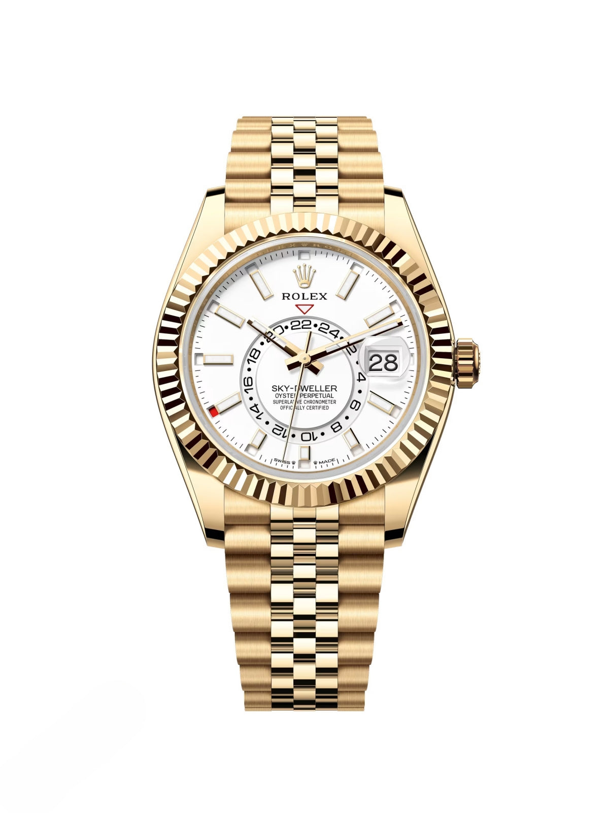 Rolex Sky-Dweller 42mm 336938-0006 Yellow Gold White Dial Jubilee
