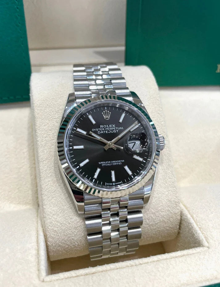 Rolex Datejust 36mm 126234 Black Index Jubilee Stainless Steel Mens Watch - Image 4
