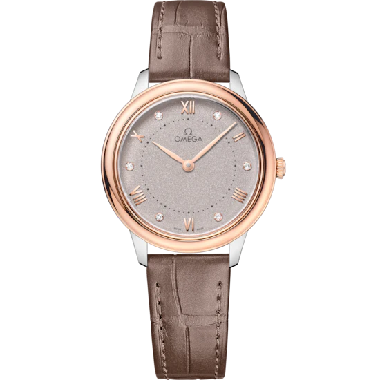 Omega De Ville Prestige 30 mm Silver Dial with Diamonds Stainless Steel and Sedna�?18k Rose Gold Strap 434.23.30.60.52.001