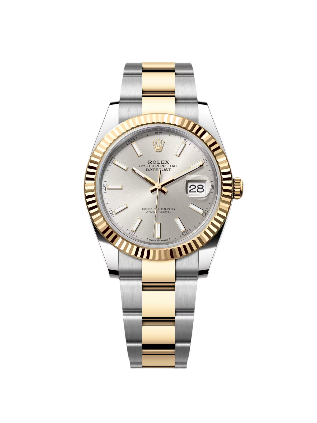 Rolex Datejust 41mm 126333 Silver Index Oyster Steel and Yellow Gold Mens Watch